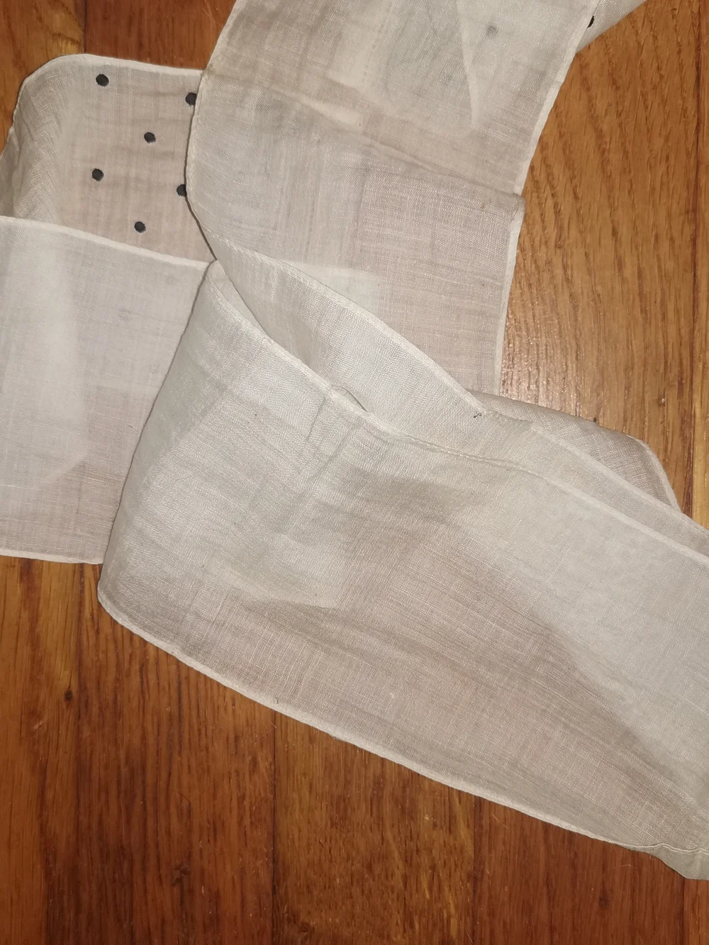 Antique Hand Embroidered Cotton Lappet Scarf: Victorian Head Covering
